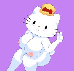 1girls big_breasts female female_only hello_kitty hello_kitty_(series) mary_white peace_sign sanrio savagensfw solo solo_female tagme