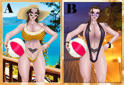 2futas abs agdistis athletic athletic_futanari breasts brown_hair clothed clothing fit fit_futanari futa-vampire futa_only futanari futanari_vampire humanoid humanoid_penis light-skinned_futanari light_skin looking_over_eyewear looking_over_glasses looking_over_sunglasses mostly_nude pale_skin penis peteflytese purple-tinted_eyewear red_eyes retro self_upload sling_bikini slingkini solo solo_futa standing sun_hat sunglasses tattoo tinted_eyewear vampire