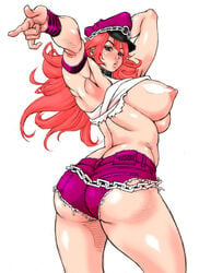 alternate_color areolae armpits ass big_breasts breasts breasts_out busty capcom edit erect_nipples final_fight hourglass_figure long_hair maximum_strike_edit millefeuille nipples pink_hair poison_(final_fight) pose posing sideboob street_fighter third-party_edit wide_hips