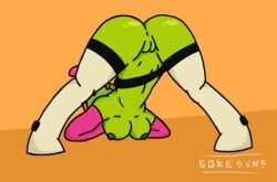 1girls alien alien_girl goresans green_skin jack-o_pose k nude_female sploot_(unknownspy) unknownspy