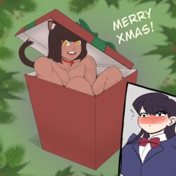 animated catboy christmas dark-skinned_male dark_skin female human_female komi-san_wa_komyushou_desu komi_shouko kon_(renatoforfun) light-skinned_female light_skin male maledom mistletoe renatoforfun slideshow