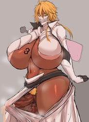 1futa areola_slip areolae armor balls big_ass big_balls big_breasts big_butt big_penis bleach blonde_hair breasts clothed clothing cum cum_through_clothes dark-skinned_futanari dark_skin ejaculation erection erection_under_clothes futa_only futanari hakama huge_breasts human mask masso_nullbuilt milf mostly_nude penis short_hair solo standing tenting thick_thighs tia_harribel venus_body wide_hips