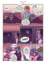 amon_(atrolux) anthro atrolux bassel_(atrolux) comic english_text female hi_res lizard male page_2 reptile scalie skink snake speech_bubble text