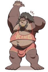 2021 absurd_res anthro armpit_hair belly body_hair bulge closed_eyes clothing genitals hi_res horn humanoid_hands male mammal moobs navel nipples overweight overweight_male penis simple_background smashbeaw solo solo_male underwear white_background