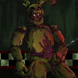 2021 5_fingers animatronic bodily_fluids bone broken corpse cum cumshot digital_media_(artwork) dirty ejaculation erection fingers five_nights_at_freddy's five_nights_at_freddy's_3 fur genital_fluids genitals gore green_body green_fur guts hand_on_penis human inside lagomorph leporid machine male male_only mammal masturbation mechanical_jaws_(artist) nightmare_fuel noseless organs orgasm penis rabbit robot scottgames scut_tail short_tail skull solo springtrap springtrap_(fnaf) teeth undead video_games william_afton