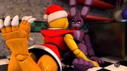 3d bonnie_(fnaf) christmas five_nights_at_freddy's five_nights_at_freddy's_2 nightbotgrey straight toy_chica_(fnaf) video_games