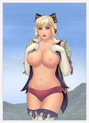 big_breasts blonde_hair cassandra_alexandra color functionally_nude panties presenting rplatt soul_calibur