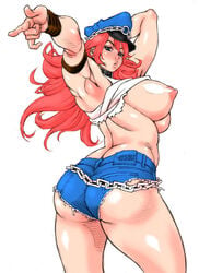 alternate_color areolae armpits ass big_breasts breasts breasts_out busty capcom edit erect_nipples final_fight hourglass_figure long_hair maximum_strike_edit millefeuille nipples palette_swap pink_hair poison_(final_fight) pose posing sideboob street_fighter third-party_edit wide_hips