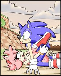 1boy 1girls amy_rose cloudz female funny_face furry greenhill male pink_fur pink_hair small_breasts sonic_(series) sonic_the_hedgehog