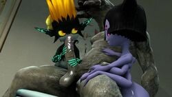 1boy 2girls 3d animated balls crossover female halo_(series) imp_midna large_penis male_sangheili_(halo) midna mrdr muffet multi_arm multi_limb multiple_girls no_sound nude nude_female nude_male penis sangheili straight the_legend_of_zelda twilight_princess undertale video