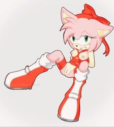 amy_rose furry pink_fur pink_hair ribbon ribbon_bondage ribboned_body small_breasts sonic_(series) wrapped