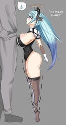 big_ass blue_hair epic7 huge_breasts red_eyes roana_(epic7) shortstack