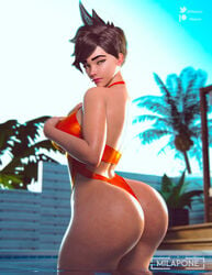 1girls 3d alternate_breast_size ass big_ass big_breasts blizzard_entertainment breasts brown_hair curvaceous dat_ass female female_focus female_only hourglass_figure huge_ass human human_only large_breasts lipstick makeup milapone nonude one-piece_swimsuit overwatch palm_tree pawg pink_lips pink_lipstick pool poolside short_hair sideboob solo swimsuit tagme thong tight_clothing tomboy tracer voluptuous water wide_hips yellow_eyes