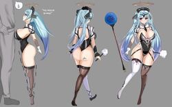 blue_hair epic7 huge_breasts red_eyes roana_(epic7) shortstack