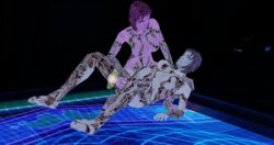 2girls 3d artificial_intelligence artist_request assisted_masturbation blue_body cortana cortana_v1 cortana_v2 duo female female_focus female_only halo_(game) halo_(series) halo_3 halo_ce purple_body selfcest short_hair vaginal_insertion yuri