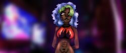 animatronic big_breasts breasts curly_hair dark-skinned_female dark_skin female femdom five_nights_at_freddy's five_nights_at_freddy's:_security_breach hair_up half_dressed humanization humanized humanized_animatronic multicolored_hair piercings roxanne_wolf_(fnaf) solo