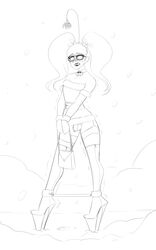 1boy adam_(sealguy) blush boots caged chastity chastity_cage chastity_device choker christmas cock_cage crossdressing embarrassed femboy girly glasses handbag high_heel_boots high_heels jingle_bell lipstick makeup mistletoe monochrome outdoors outside penis penis_cage platform_heels sealguy short_skirt sketch snow spreader_bar stripper_heels thigh_boots twintails