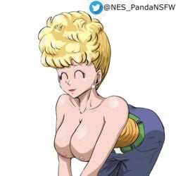 big_ass big_breasts big_butt blonde_hair breast_squeeze breast_squish breasts breasts_out character closed_eyes closed_legs closed_mouth closed_smile dragon_ball dragon_ball_super dragon_ball_z female female_focus female_only milf panchy panchy_(dragon_ball) panchy_briefs panda_nes smile smiling