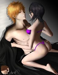1boy 1girls 2019 against_wall artist_signature ass auroraarchangel369 bare_legs bare_shoulders barefoot before_sex black_hair bleach brown_eyes dated duo duo_focus feet female g-string hakama highleg highleg_panties ichigo_kurosaki kimono kneeling kuchiki_rukia larger_male light-skinned_female light-skinned_male light_skin lingerie long_hair male male/female male_with_female nipples open_shirt orange_hair paipan pale-skinned_male pale_skin pecs petite purple_bra purple_eyes purple_panties purple_underwear shirtless shirtless_(male) short_hair sitting sitting_on_lap sitting_on_person size_difference smaller_female strapless strapless_bra taller_male toes undressing undressing_another undressing_partner