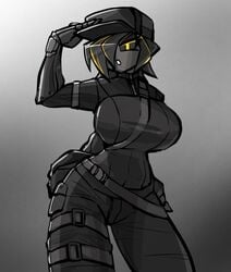 1girls albry_(zzzhodazzz) armpits big_ass big_breasts cap outfit police_uniform robot tagme zzzhodazzz