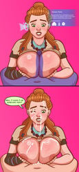 1girls aloy alternate_breast_size areolae big_breasts breasts breasts_out color colored comic cum cum_between_breasts cum_on_body cum_on_breasts cum_on_chest cum_on_face cum_on_upper_body dialogue edit ejaculation_between_breasts english_dialogue english_text engulfing_paizuri facial female female_focus freckles glans horizon_zero_dawn huge_breasts human kingdong98 large_breasts long_hair male nipples outercourse paizuri paizuri_lead_by_female paizuri_on_lap penis red_hair speech_bubble straight tagme text tip_peeking uncensored unseen_male_face