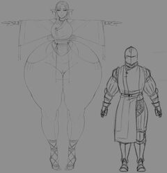 1boy 1girls armor ass big_ass bottom_heavy dark_elf elf elf_ears enna_(franktonius) fat_ass female franktonius huge_ass huge_hips huge_thighs hyper hyper_ass larger_female long_ears long_legs male massive_ass pointy_ears reference_image revealing_clothes round_ass size_difference sketch smaller_male t-pose tall_female taller_girl thick_ass thick_thighs wide_hips work_in_progress