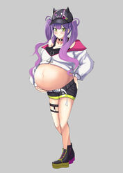 alternate_breast_size artist_request bad_anatomy big_belly big_breast bulging_navel holoforce hololive hololive_japan pregnant streetwear tagme tokoyami_towa towa_preggers virtual_youtuber