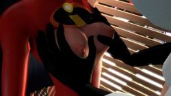 16:9 2girls 3d 3d_(artwork) areola breast_grab breasts breasts_out clothing costume daughter disney exposed_breasts female female_focus female_only helen_parr incest large_breasts milf niisath nipple_piercing nipples pixar smooth_skin tagme the_incredibles violet_parr