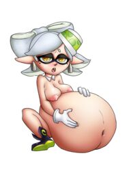 belly big_belly breasts female inkling jaxbeef marie_(splatoon) nipples oral_vore same_size_vore splatoon vore white_hair