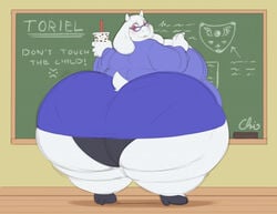 1girls anthro ass belly blackboard breast chubby chubby_female dress dress_lift female female_focus female_only furry glasses heels hips horns hyper hyper_ass large_ass large_breasts looking_back milkshake nekocrispy panties pantylines red_eyes stomach teacher thick_thighs thighs toriel undertale underwear white_fur wide_hips