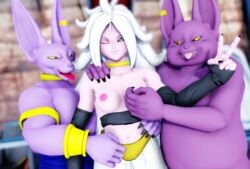 3d 3d_(artwork) alien alien_humanoid android_21 android_21_(good) anthro beerus belly breasts champa champanized digital_media_(artwork) domestic_cat dragon_ball dragon_ball_fighterz dragon_ball_super felid feline felis female group hair hairless hairless_cat hi_res humanoid majin_android_21 male malicekira mammal muscular muscular_male nipples open_mouth overweight overweight_male pink_body pink_skin sphynx_(cat) white_hair