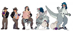 anthro ass_expansion big_belly blackshirtboy breast_expansion cloaca dinosaur egg_laying female gender_transformation hair_color_change hair_growth huge_ass huge_breasts human_to_anthro humanoid mtf_transformation navel nipples ripped_clothing species_transformation tail thick_thighs transformation transformation_sequence