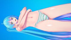 16:9 1boy 3d blue_eyes blue_eyes_male blue_hair blue_hair_male blue_striped_panties bulge covered_nipples covering_breasts femboy gay genderswap_(ftm) hatsune_miku male male_only mikuo_hatsune rule_63 solo trap twintails twintails_male very_long_hair very_long_hair_male vocaloid yaoi