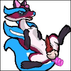 anal animated aohi_(temtem) balls bodily_fluids canid canine crema_(company) cum digital_media_(artwork) ejaculation feral feral_penetrated fox furry genital_fluids genitals gif low_res lying male male/male mammal on_back open_mouth penetration pixel_art solo spread_legs spreading temtem temtem_lover transparent_background video_games