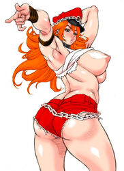 alternate_color areolae armpits ass big_breasts breasts breasts_out busty capcom edit erect_nipples final_fight hourglass_figure long_hair maximum_strike_edit millefeuille nipples pose posing red_hair roxy_(final_fight) sideboob third-party_edit wide_hips