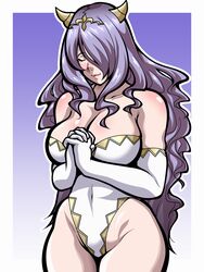 1girls bare_shoulders bare_thighs breasts camilla_(adrift)_(fire_emblem) camilla_(fire_emblem) cleavage closed_eyes elbow_gloves female_only fire_emblem fire_emblem_fates gloves hair_over_one_eye inabakun00 large_breasts leotard long_hair nintendo own_hands_clasped own_hands_together praying purple_hair smile solo thighs very_long_hair wavy_hair