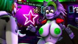 3d 3d_model animatronic anthro australian_shepherd big_breasts breasts canid canine canis digital_media_(artwork) domestic_dog duo dylan_scorpion ear_piercing female five_nights_at_freddy's five_nights_at_freddy's:_security_breach fnaf fur green_hair hair herding_dog hi_res machine male mammal nipples nude pastoral_dog piercing robot roxanne_wolf_(fnaf) scottgames sheepdog simple_background source_filmmaker steel_wool_studios text video_games white_body white_fur wolf