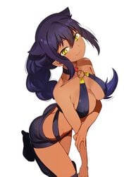 big_breasts booty_shorts braid braided_hair breast_hold breasts choker dark-skinned_female dark_skin jahy jahy_sama_wa_kujikenai! konbu_wakame long_hair pointy_ears purple_hair shoes short_shorts shorts smug straps tagme thick_thighs thighs yellow_eyes