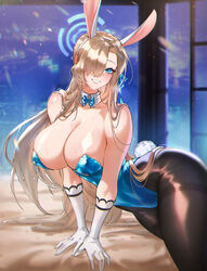 1girls 2021 animal_ears asuna_(blue_archive) asuna_(bunny)_(blue_archive) bed black_legwear blonde_hair blue_archive blue_eyes bowtie breasts bunny_ears bunny_tail bunnysuit cleavage detached_collar fake_animal_ears fake_tail female female_focus female_only foolish_potato gloves grey_hair hair_over_one_eye highres large_breasts leotard long_hair looking_at_viewer pantyhose playboy_bunny rabbit_ears rabbit_tail ribbon solo solo_female tail white_gloves window