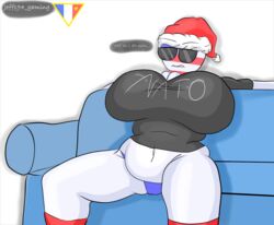 1girls big_breasts christmas countryhumans countryhumans_girl hat jeff194 tagme united_states_of_america_(countryhumans)