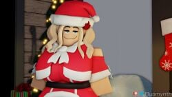 3d breasts christmas christmas_outfit ellie_(rusmynth) female original_character roblox robloxian rusmynth smug tagme