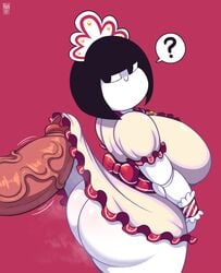 1girls androjuniarto ass big_ass big_breasts big_butt big_penis black_hair butt curvy dat_ass dress_lift erection fat_ass female female_only imminent_sex large_ass large_breasts maidbot_(androjuniarto) mob_face no_panties original penis robot robot_girl short_hair solo solo_female thick thick_ass veiny_penis voluptuous