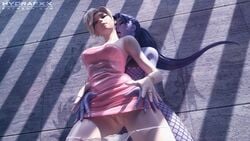 2girls 3d artist_name bare_shoulders blonde_hair blue_hair breasts closed_eyes colored_skin dress earrings female fishnet_legwear fishnets floating_hair hands_on_another's_hips hoop_earrings hydrafxx jewelry legs_apart licking licking_neck long_hair medium_breasts mercy multiple_girls open_mouth overwatch panties panty_pull parted_lips pink_dress ponytail purple_skin pussy ring short_dress short_hair standing stone_wall strapless strapless_dress tongue tongue_out uncensored underwear upskirt wall wallpaper web_address white_panties widowmaker yuri