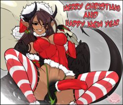 1futa atelier_sol_aer balls balls_in_panties big_breasts big_penis black_penis black_wings bottomless breasts brown_hair christmas christmas_clothing christmas_hat christmas_outfit clawed_fingers claws clothed clothed_futanari clothing cock_sleeve cock_sleeve_(clothes) cock_sock covered_penis dark-skinned_futanari dark_penis dark_skin darkened_genitalia demon demon_girl demon_horns demon_tail demon_wings dick_root elbow_gloves erection feathered_wings fur futa_only futanari gloves green_panties green_thong grey_nails grin horn horns humanoid humanoid_penis intersex long_gloves long_hair looking_at_viewer markings mistletoe mole mole_under_eye nails new_year nipple_bulge nipples_visible_through_clothing nohl_onyxstone_(xenxia) oc open_legs original_character partially_clothed penis penis_base penis_peek pointy_ears pointy_nails posing red_clothing red_dress sack santa_costume santa_hat sharp_nails smile smiling snow squat squatting tail tattoo testicle_peek testicles thick_tail thighhighs thighs thong thong_panties veins veiny_penis wings words xenxia xmas