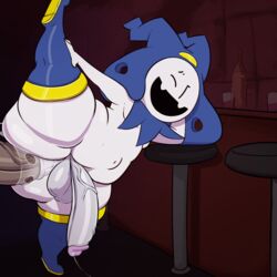 alternate_version_available anal_tugging animated bar big_ass big_penis chair clothing cum dark-skinned_male gay jack_frost_(megami_tensei) kingofacesx looking_pleasured male male/male male_only penis shin_megami_tensei shortstack snowman thick_thighs