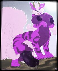 1futa absurd_res alternate_color anthro arcanine arcanine_taur balls big_balls big_breasts big_penis bodily_fluids breasts canid canine erection furry futanari genital_fluids genitals gynomorph hi_res huge_balls huge_breasts huge_cock hyper hyper_genitalia hyper_penis intersex knot looking_at_viewer mammal nikkyvix nintendo nipples penis pokemon pokemon_(species) pokemon_only pokemon_taur pokemorph precum purplecat smile solo standing taur tongue tongue_out vein video_games