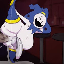 alternate_version_available animated ass ass_visible_through_thighs bar cum dark-skinned_male dark_skin gay huge_ass huge_cock jack_frost_(megami_tensei) kingofacesx looking_pleasured male penis sex shin_megami_tensei shortstack