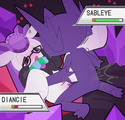 anthro anthro_on_anthro anthro_only anthro_penetrated anthro_penetrating anthro_penetrating_anthro batruse blush bodily_fluids captured cave clothed clothing crystal cum cum_in_pussy cum_inside defeat defeat_sex defeated diancie diancigack dominant dominant_male duo eye_contact eyes_in_darkness eyewear female female_penetrated forced from_front_position furry furry_breasts furry_female furry_male furry_only furry_penis furry_pussy gameplay_mechanics gem genital_fluids genitals glasses half-closed_eyes health_bar hi_res holding_legs kneeling kneeling_sex legendary_pokémon looking_at_another looking_at_partner looking_down looking_down_at_partner looking_up looking_up_at_partner lying male male/female male_penetrating male_penetrating_female male_pred mega_evolution mega_sableye motion_lines narrowed_eyes nintendo on_back open_mouth penetration penis pokémon_(species) pokemon predator/prey pussy raised_clothing rape sableye scarf seedbed sex slave spread_legs spread_pussy spreading submissive submissive_female vaginal_penetration video_games