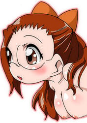 1girls areola breasts brown_eyes brown_hair busty cleavage female hazuki_fujiwara human light-skinned_female light_skin long_hair nipples nude ojamajo_doremi solo voluptuous