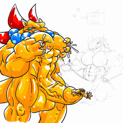 bowser breath_of_fire breath_of_fire_iii crossover danandnite digimon garr lactation male_only mario_(series) nintendo vore wargreymon